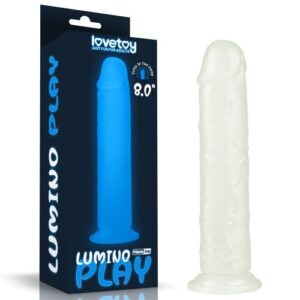Confezione Lovetoy Lumino Play con dildo realistico trasparente visibile fuori dalla scatola
