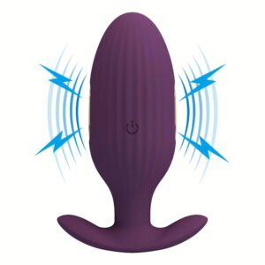 Massaggiatore anale Pretty Love Jefferson in silicone viola, controllo via app e dettagli in oro 18K